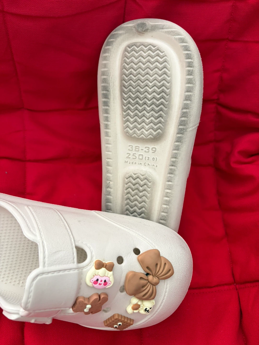 White Clog Sandals with Decorative Charms - photo 3