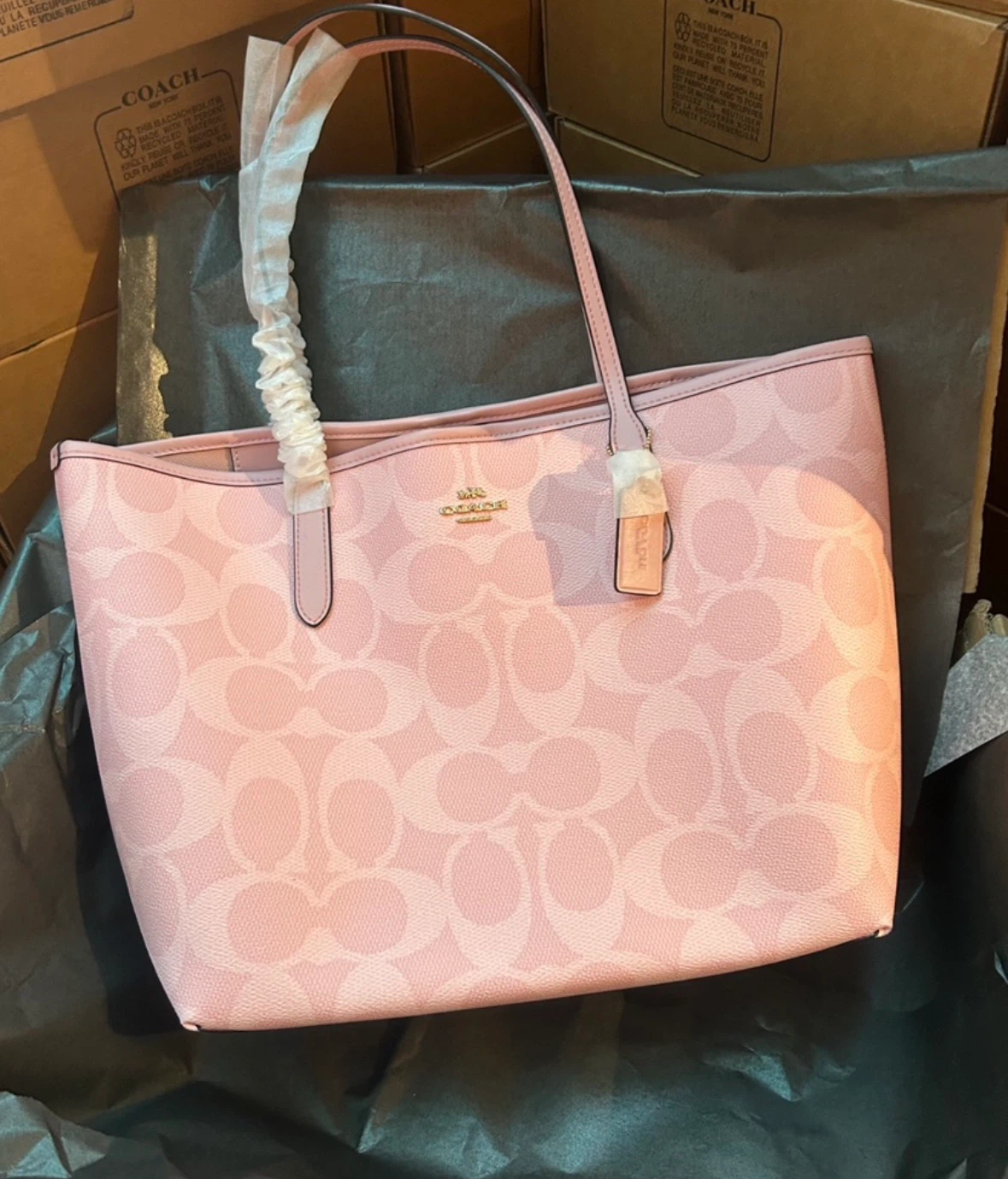 Coach Pink Signature Tote Bag