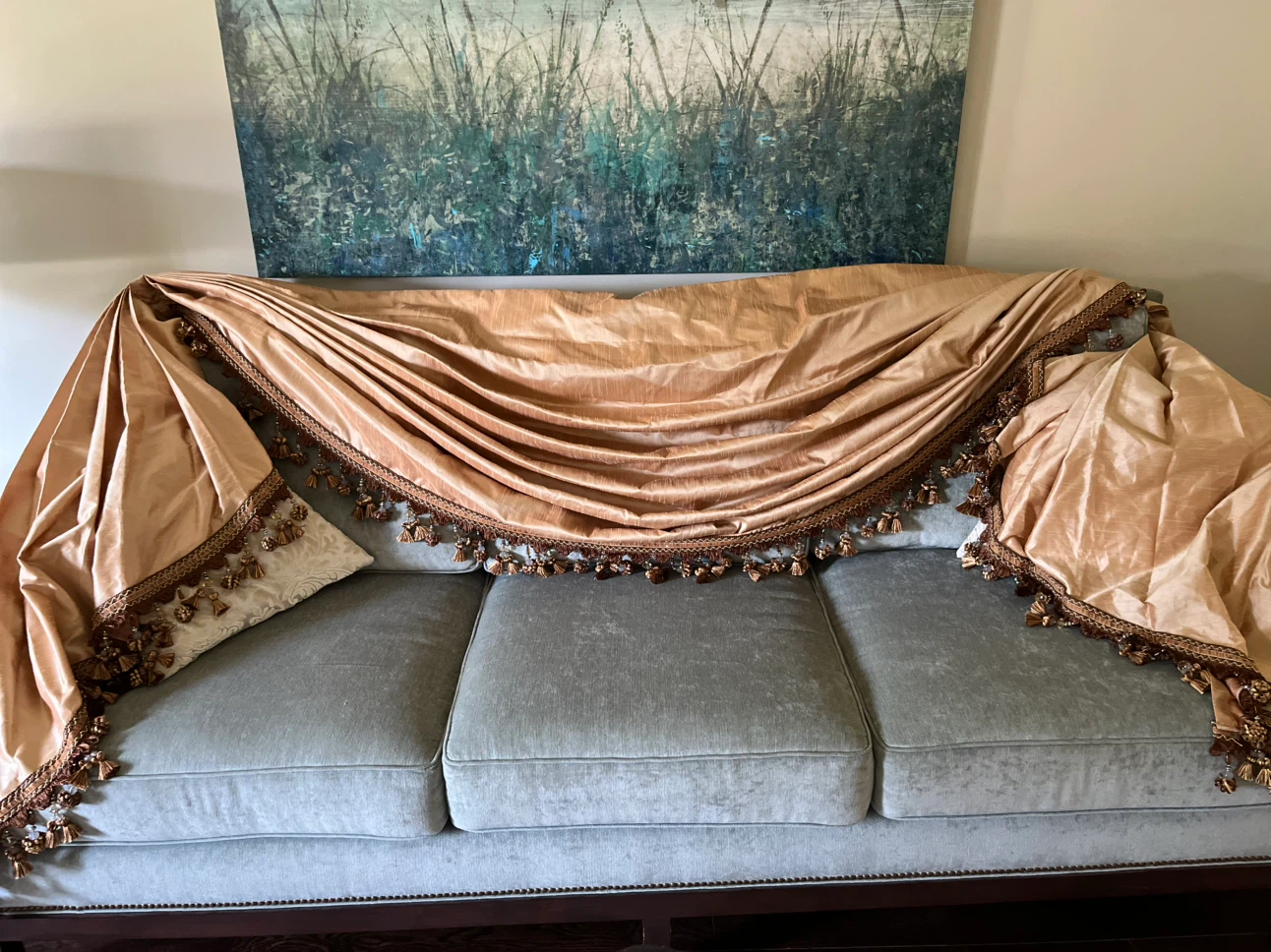 Decorative Gold Window Valance with Tassels