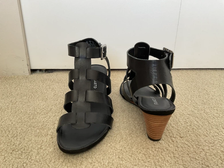 Franco Sarto Black Leather Wedge Sandals. Women’s size 8M - photo 2