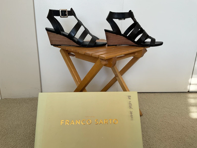 Franco Sarto Black Leather Wedge Sandals. Women’s size 8M - photo 3