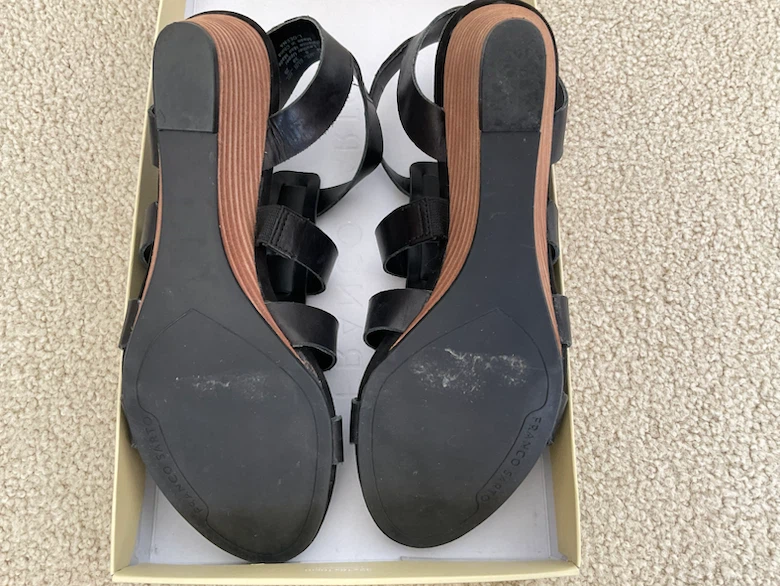 Franco Sarto Black Leather Wedge Sandals. Women’s size 8M - photo 4