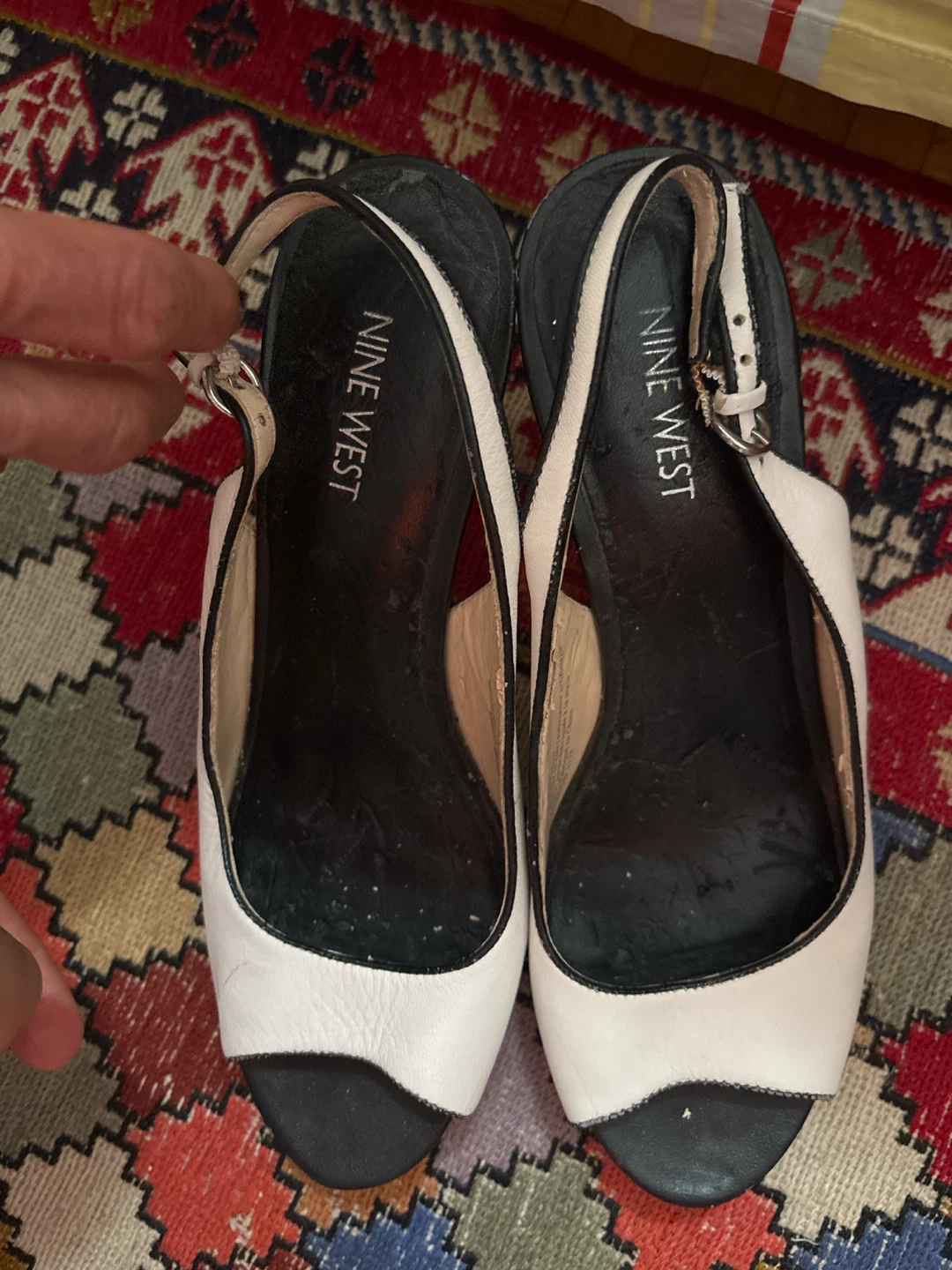 Nine West White Slingback Heels