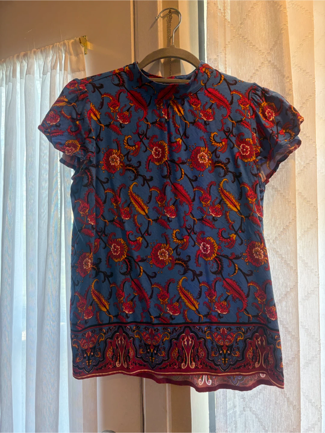 Ann Taylor Factory Blue Floral Blouse