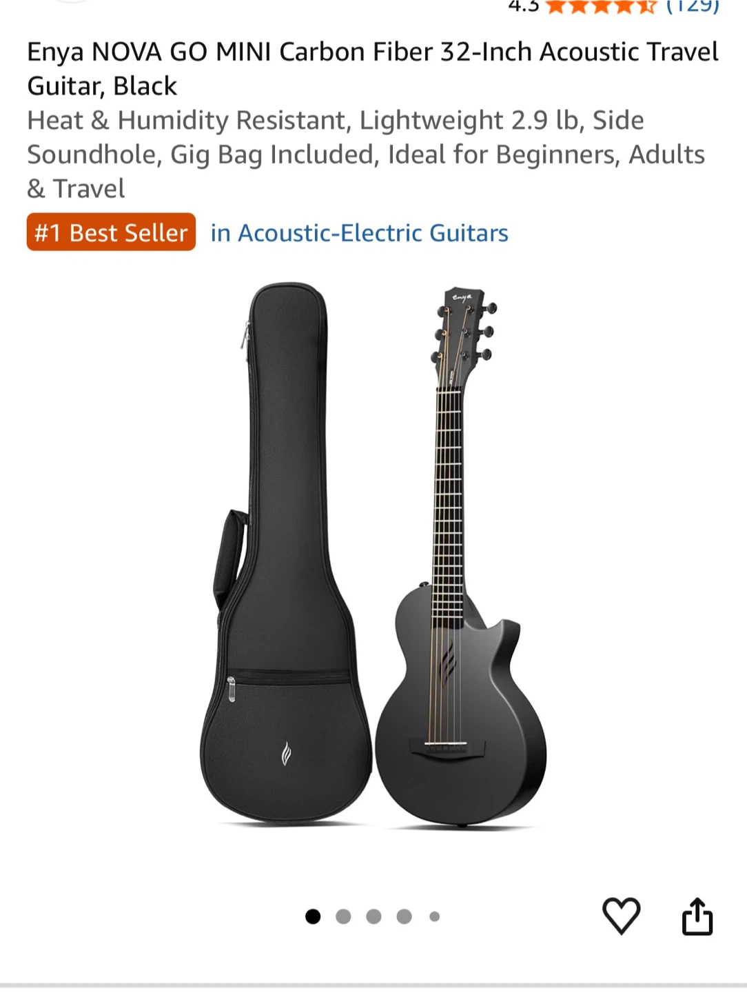 Enya Nova Go Mini Carbon Fiber Acoustic Guitar