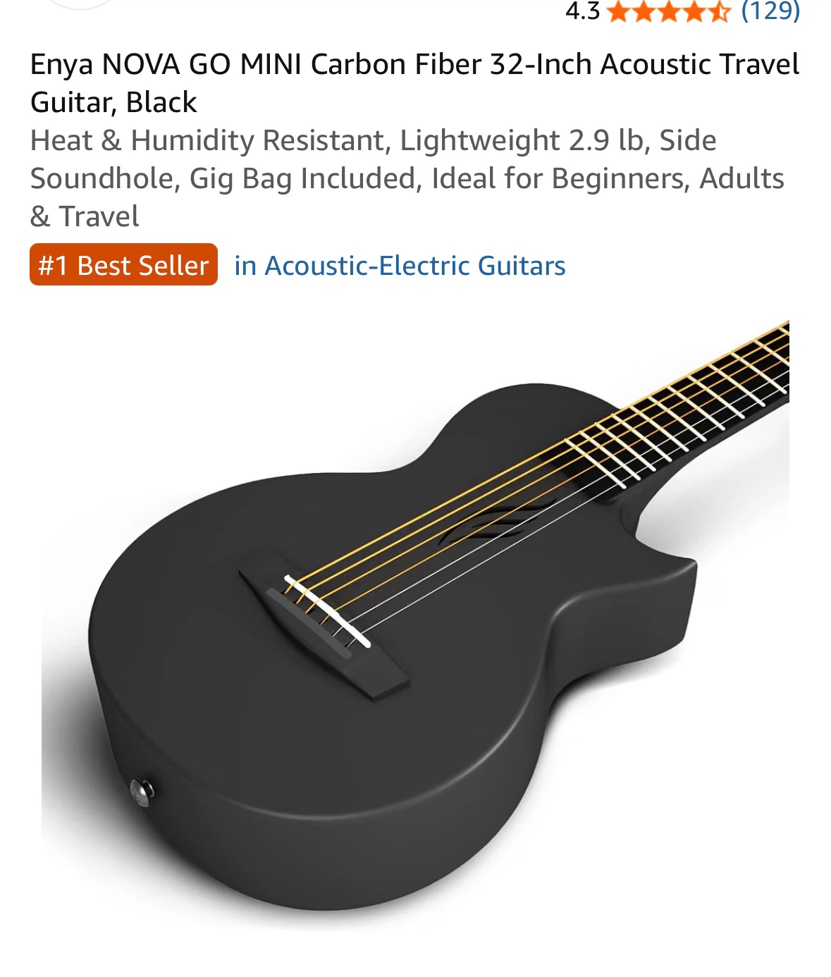 Enya Nova Go Mini Carbon Fiber Acoustic Guitar - photo 2