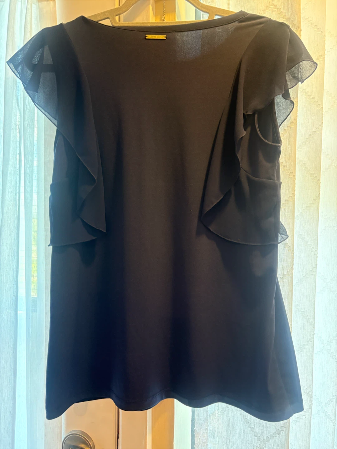 Michale Kors Navy Top with Ruffle Sleeves - photo 2