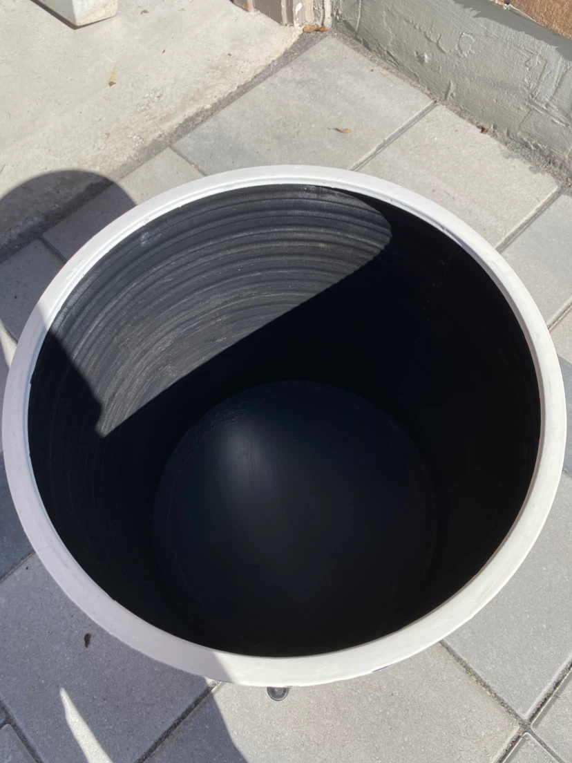 White Ribbed Metal Planter with Stand - photo 3