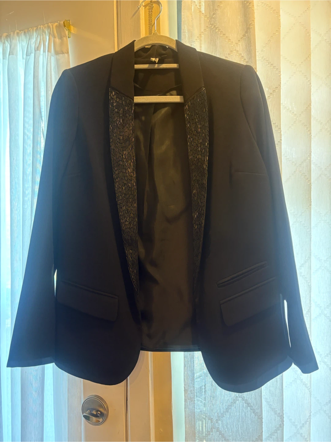 Topshop Black Beaded Blazer Jacket