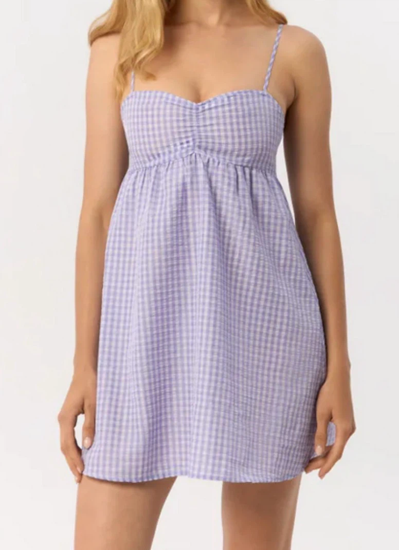 H&M Lavender Gingham Mini Dress - Small