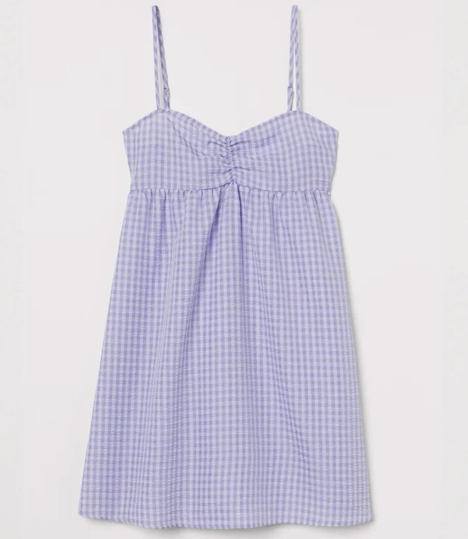 H&M Lavender Gingham Mini Dress - Small - photo 4