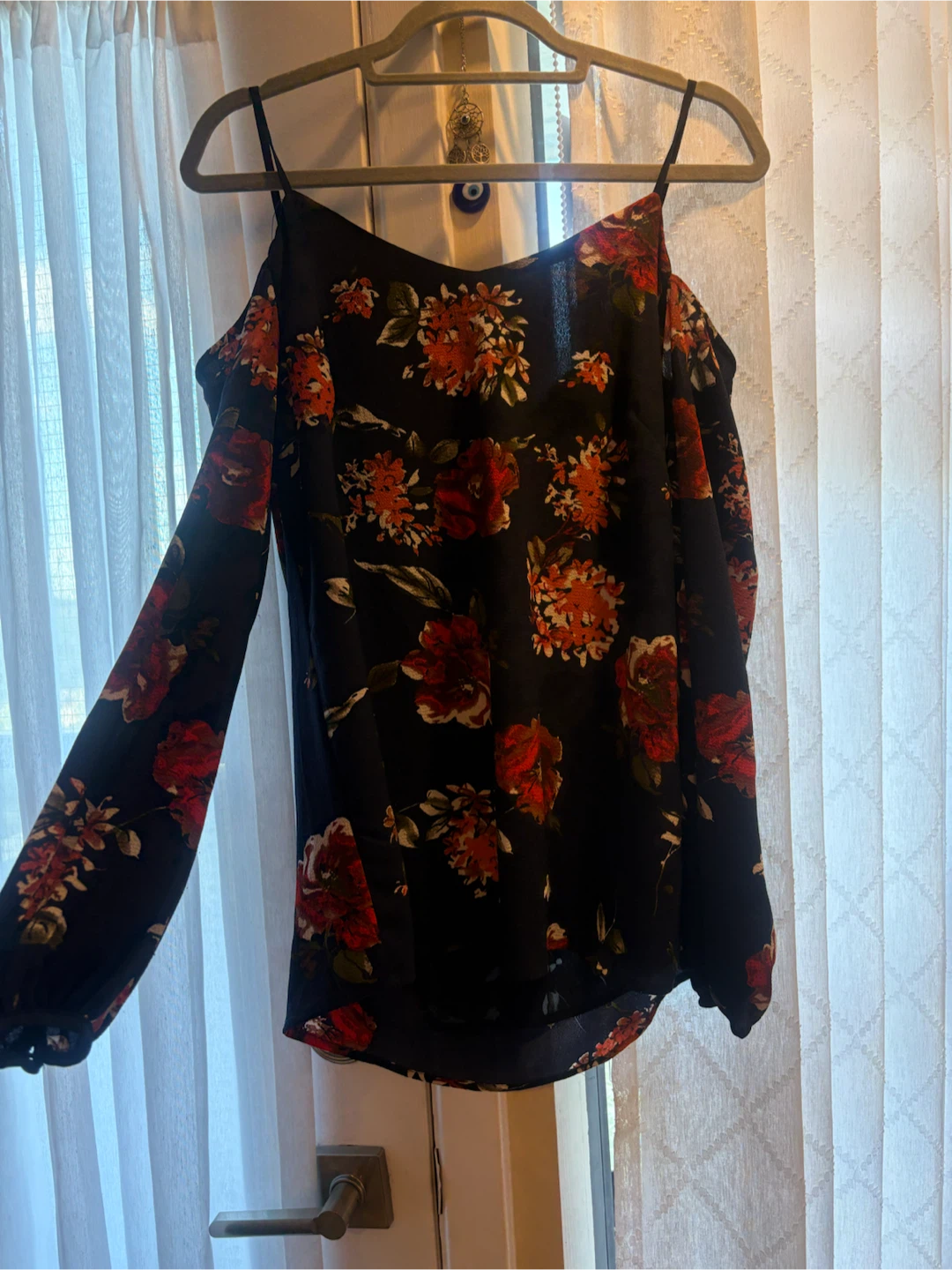 Faith and Joy Cold Shoulder Floral Blouse