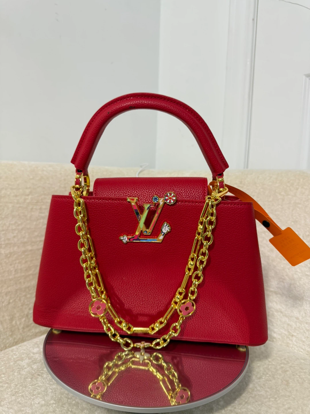 LuxuryLV Red Leather Handbag