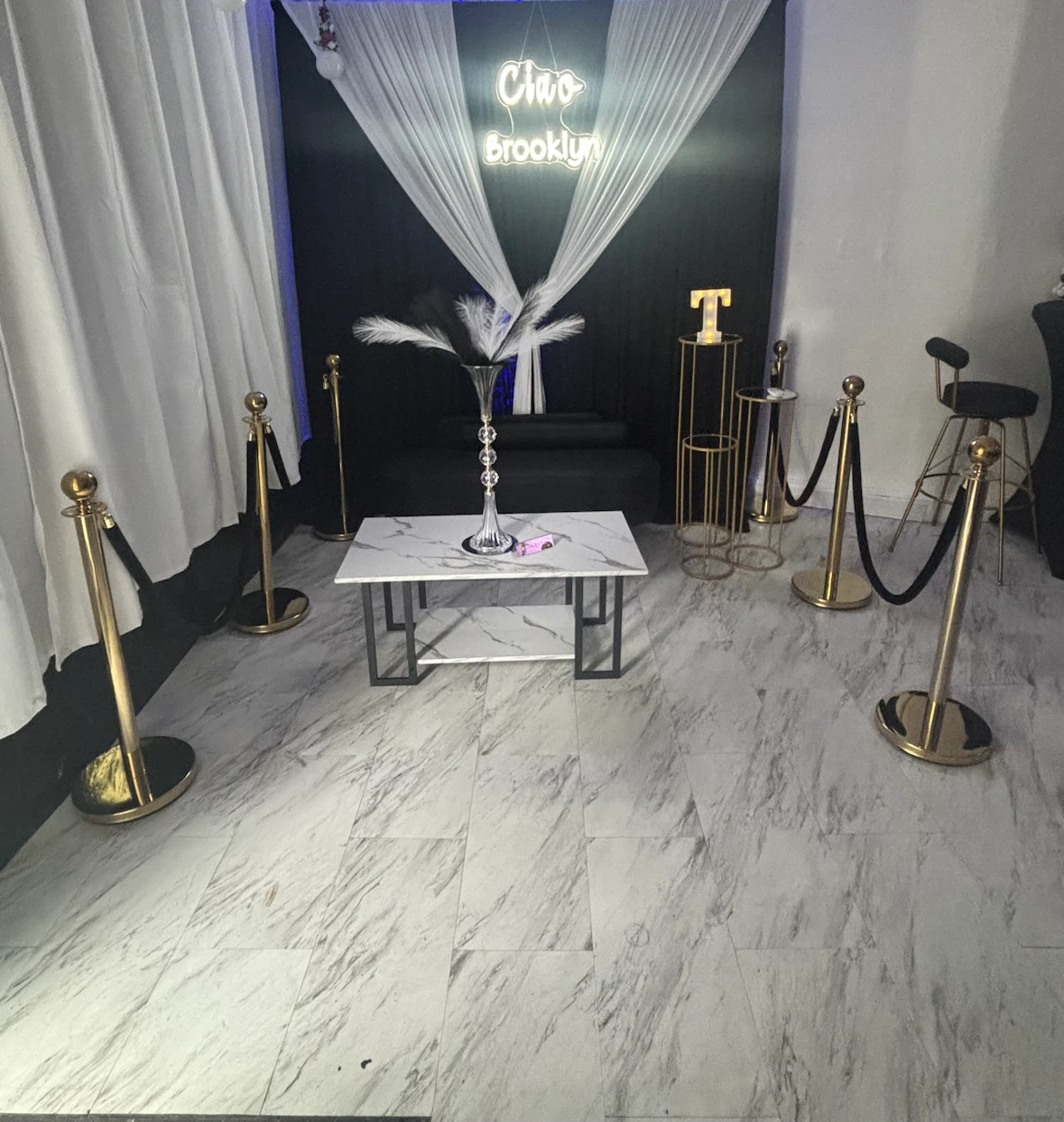 6 Gold Stanchion Posts with Black/Red Velvet Ropes - photo 2