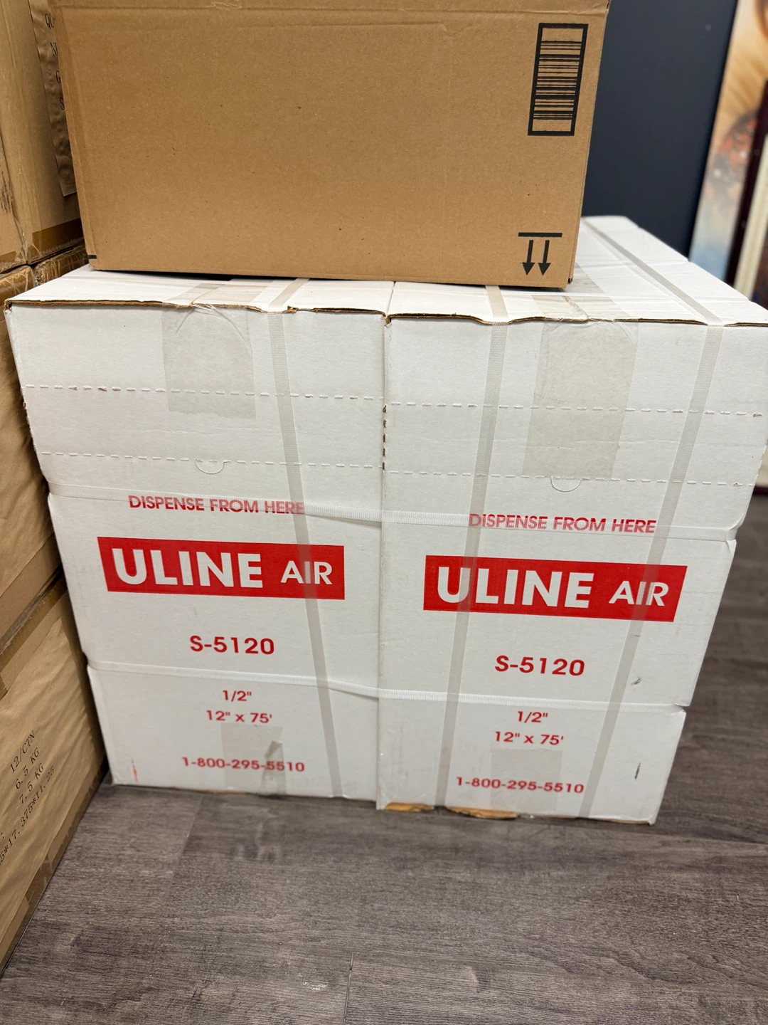 2 boxes of Uline Air Bubble Packaging Material S-5120