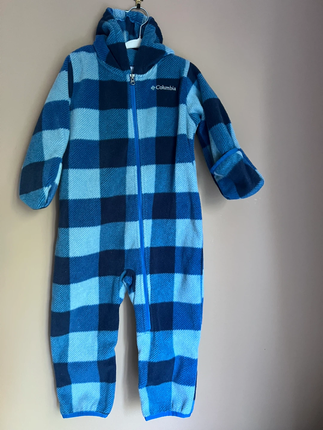 Columbia Fleece Bunting Suit - Blue Plaid