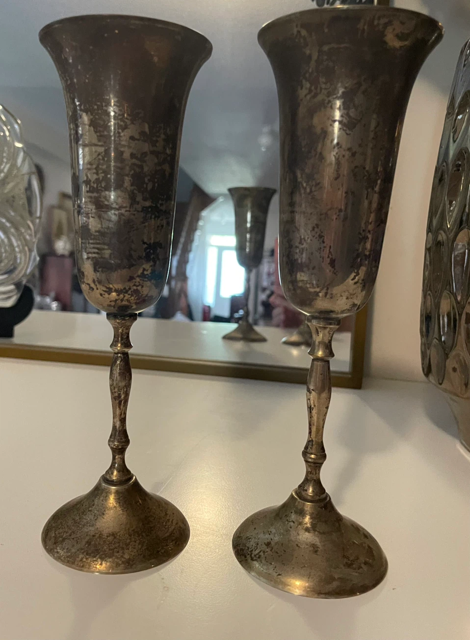Set of two vintage NKC EP Brass chalices