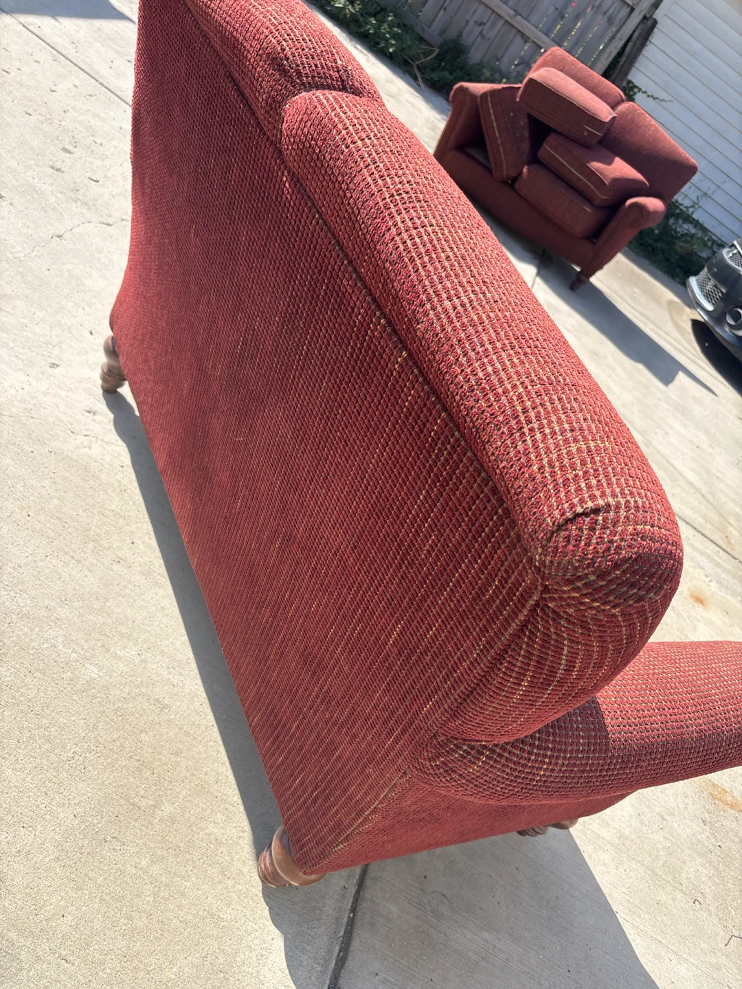 Red Textured Loveseat . Ready for pick up in driveway - photo 3