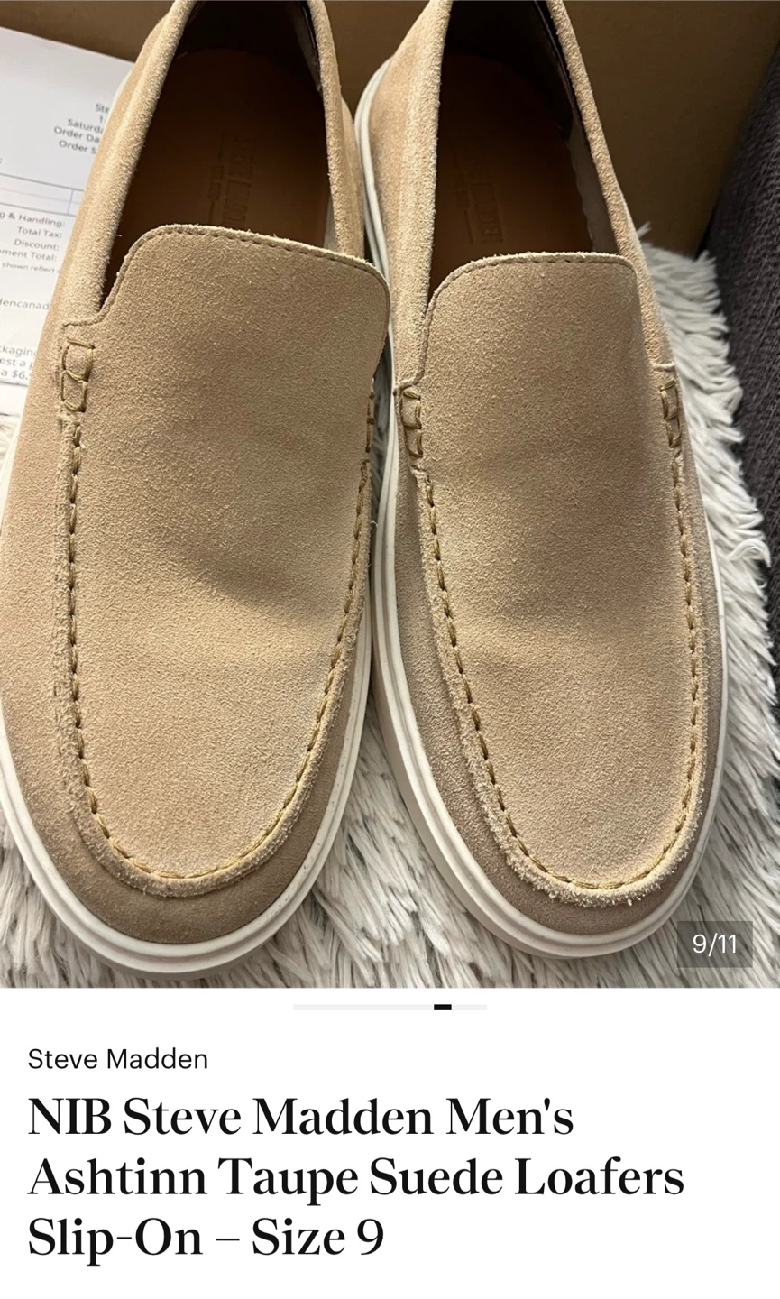 Steve Madden Ashtinn Taupe Suede Loafers, Size 9