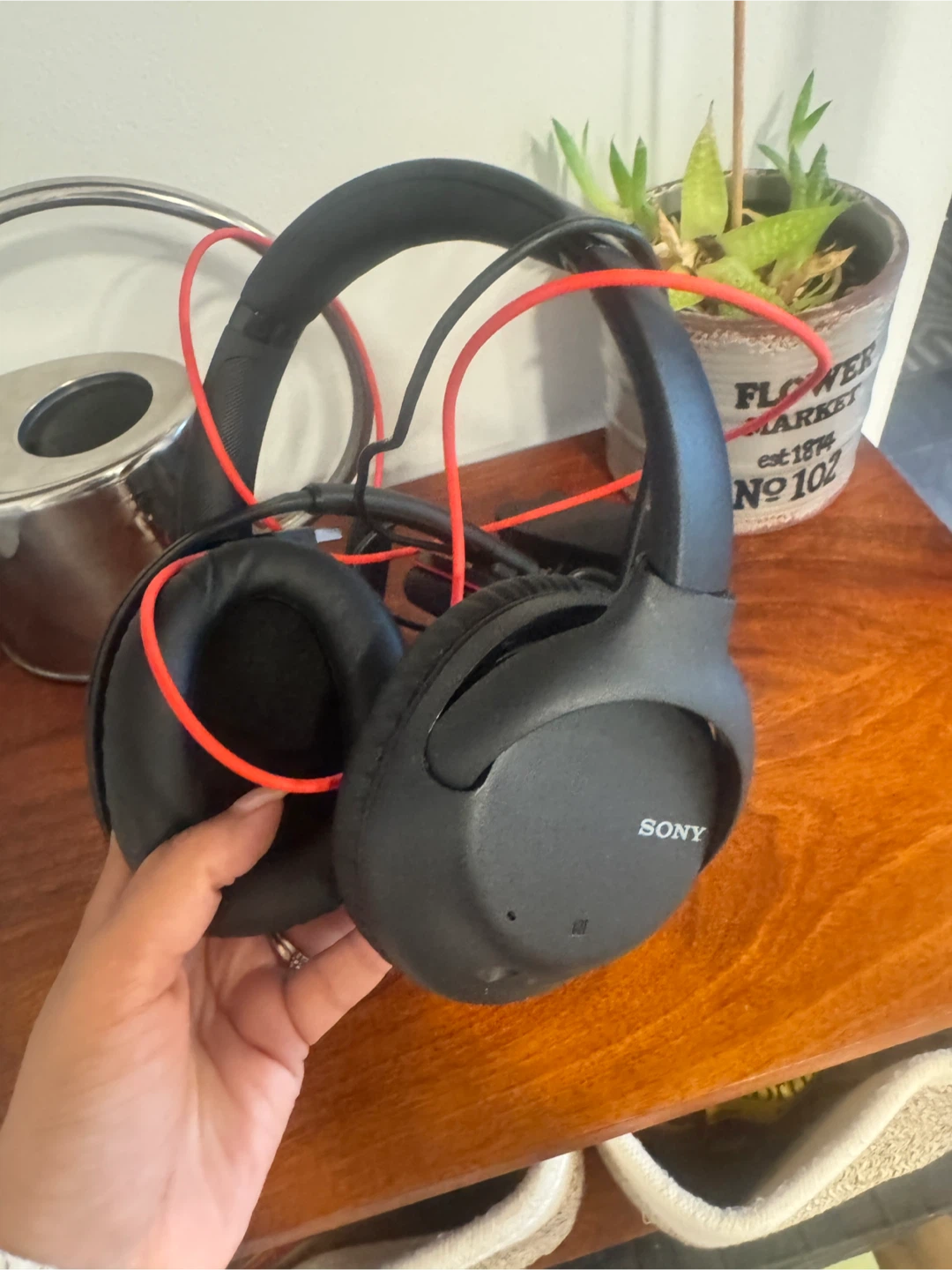 Sony Black and Red Over-Ear Headphones