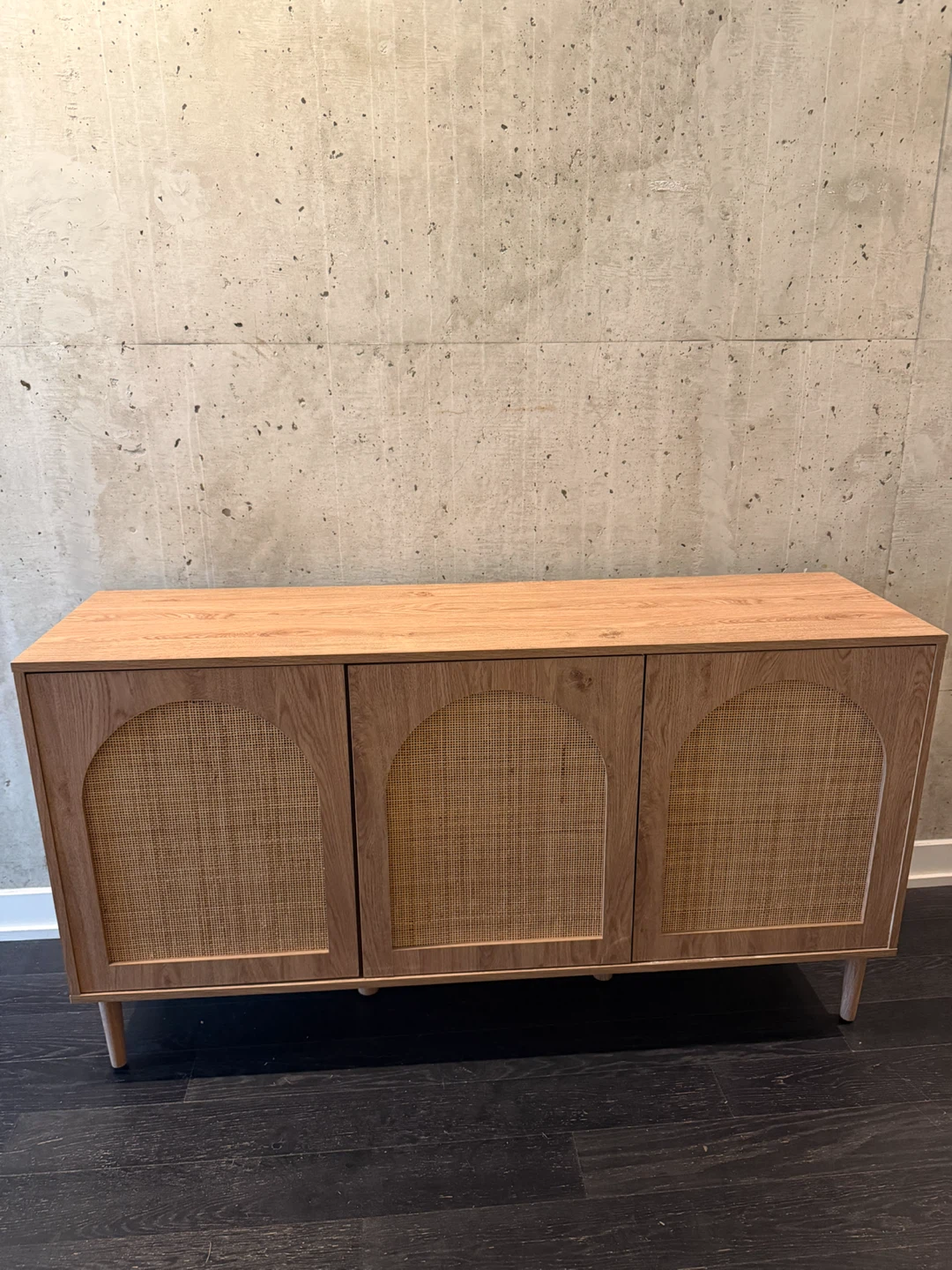 Wood Sideboard Cabinet with Rattan Doors