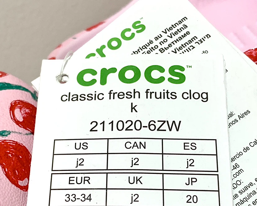 Crocs Kids Classic Fresh Fruits Clog Size J2 Shoes NEW - photo 4