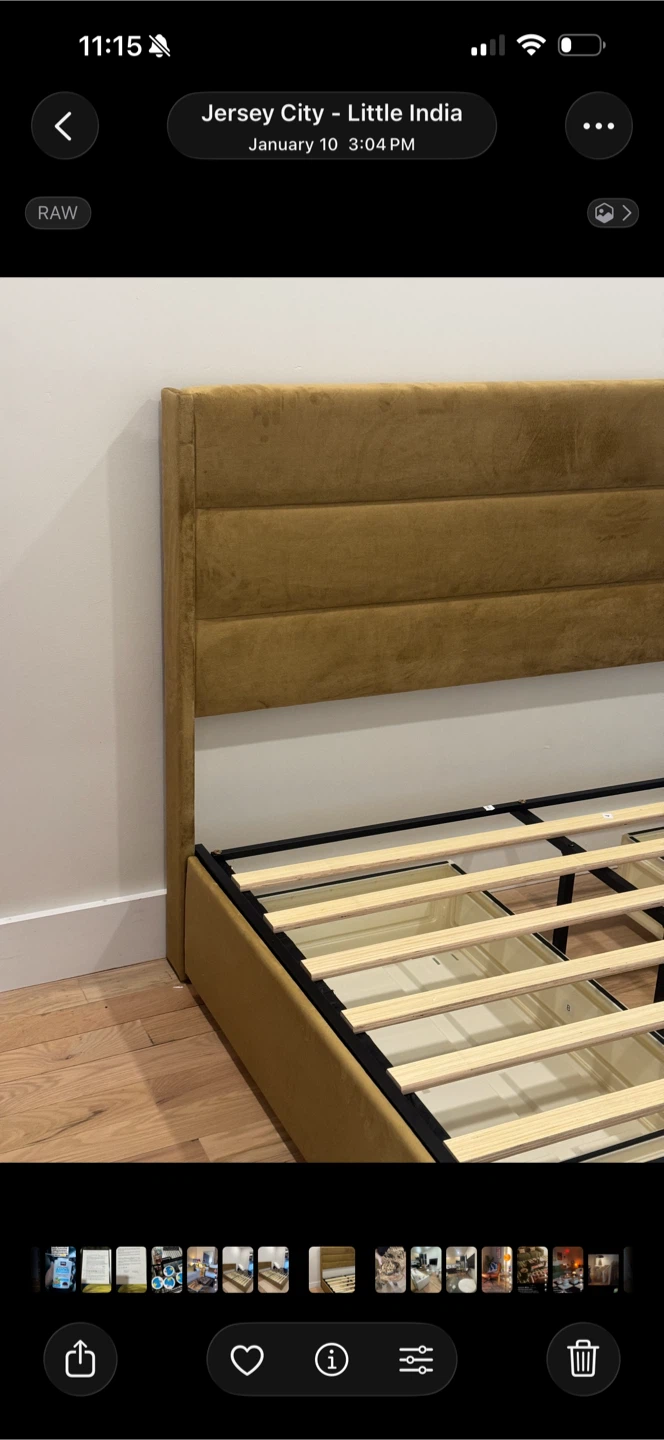 Full Size Upholstered Platform Bed with Storage