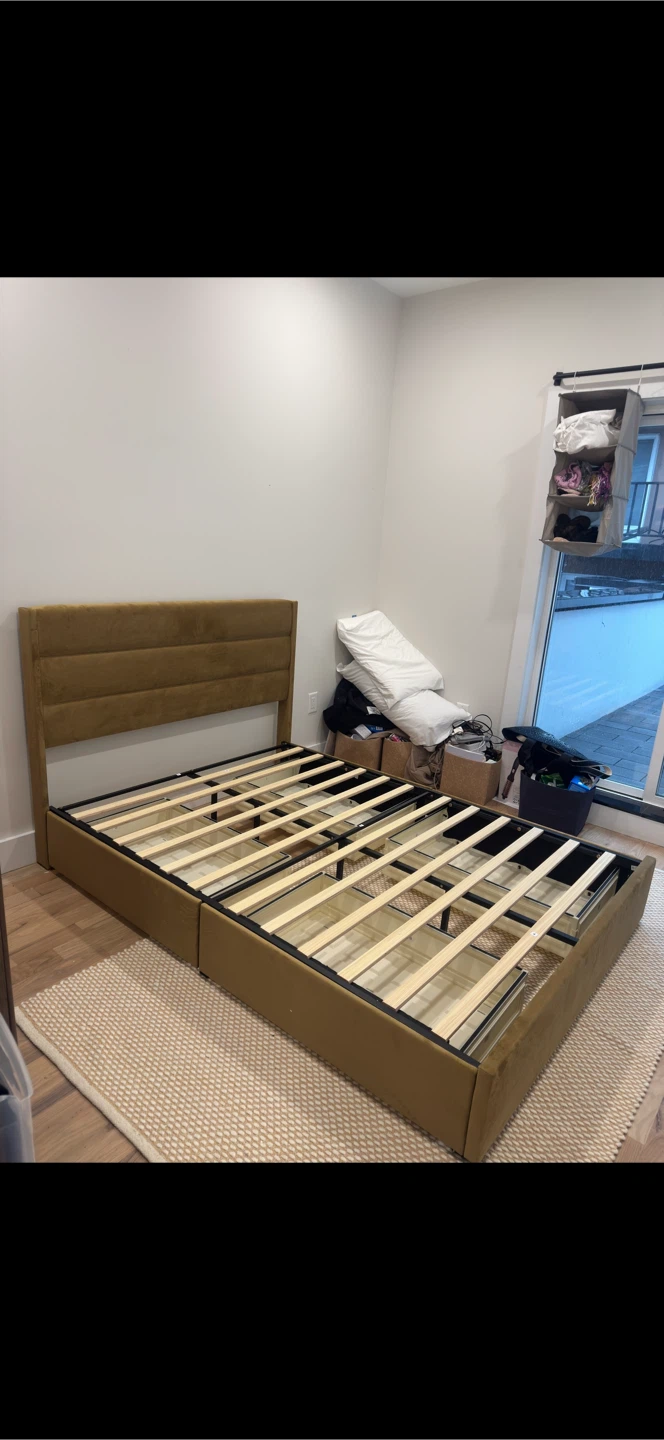 Full Size Upholstered Platform Bed with Storage - photo 2