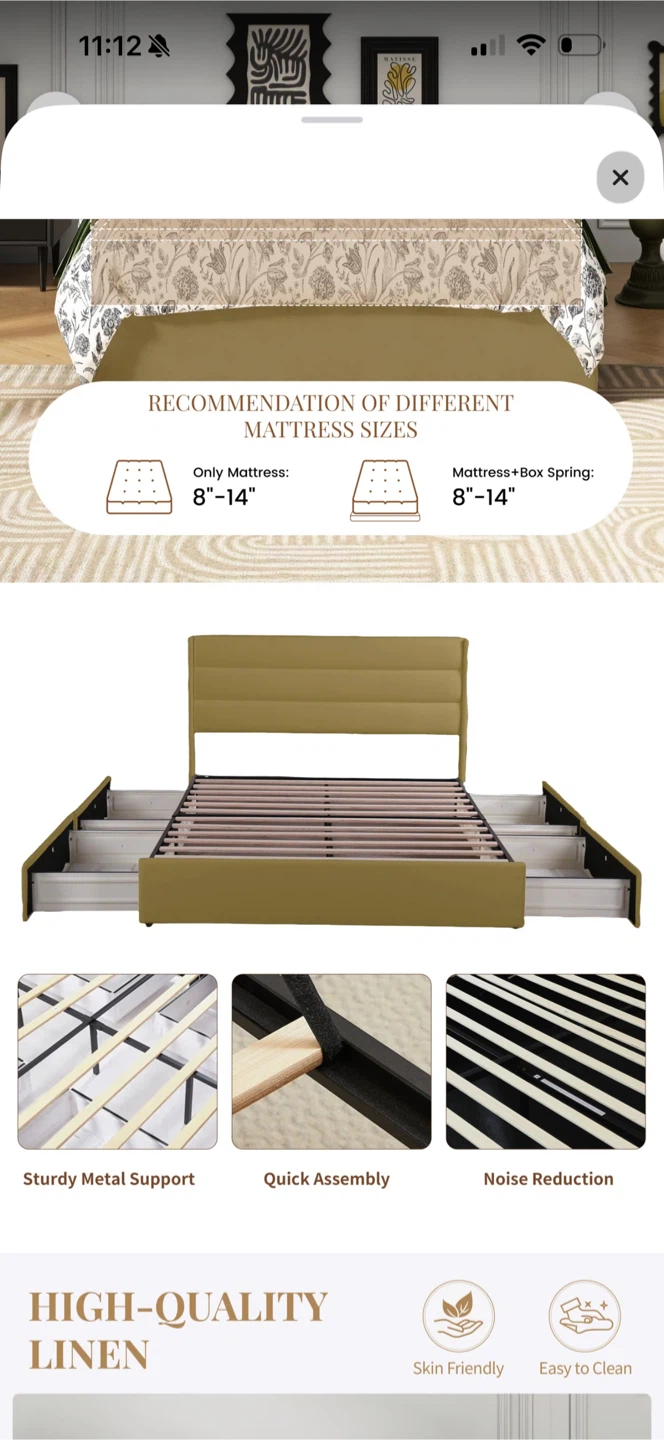 Full Size Upholstered Platform Bed with Storage - photo 4