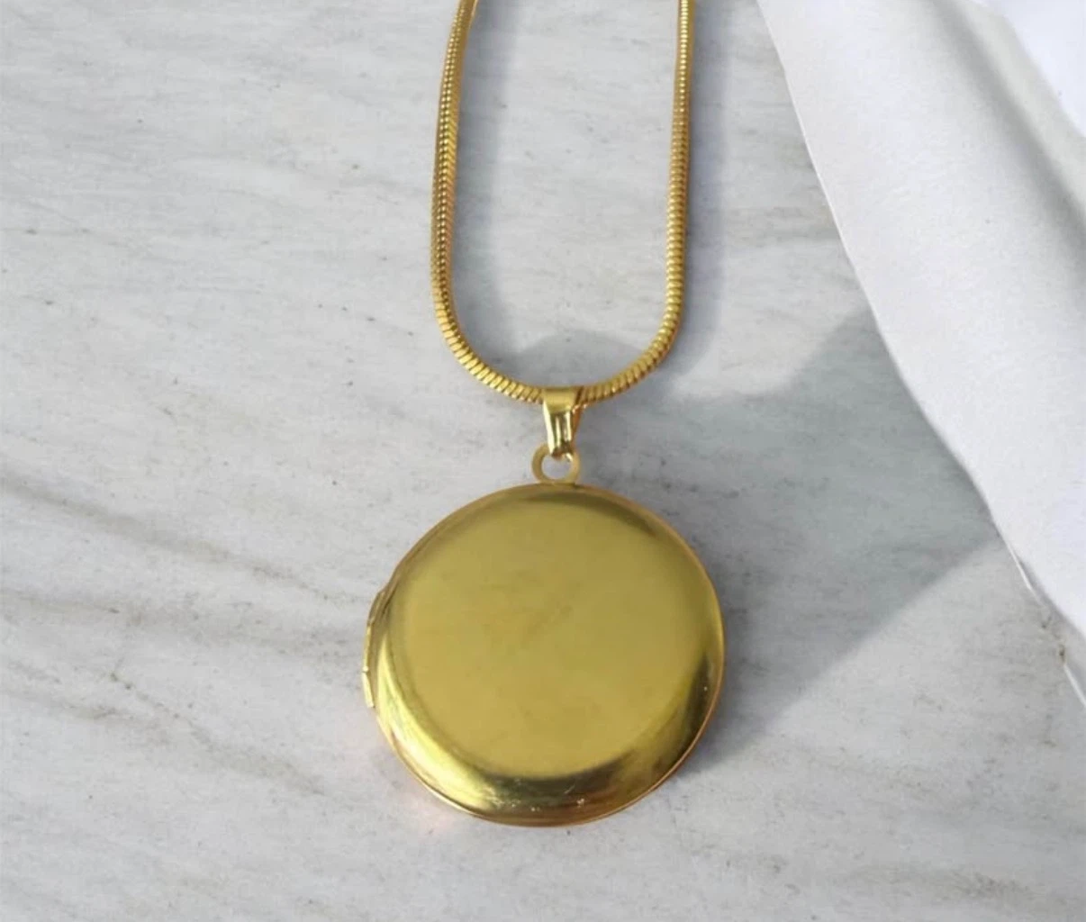 Gold Tone Round Locket Necklace