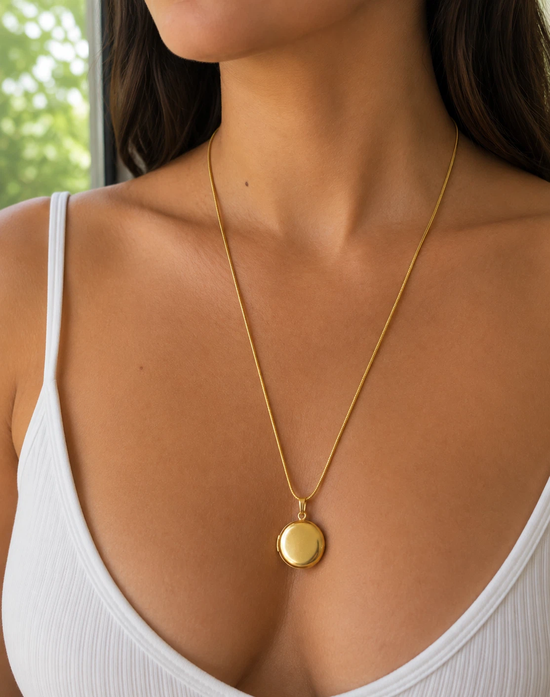 Gold Tone Round Locket Necklace - photo 3
