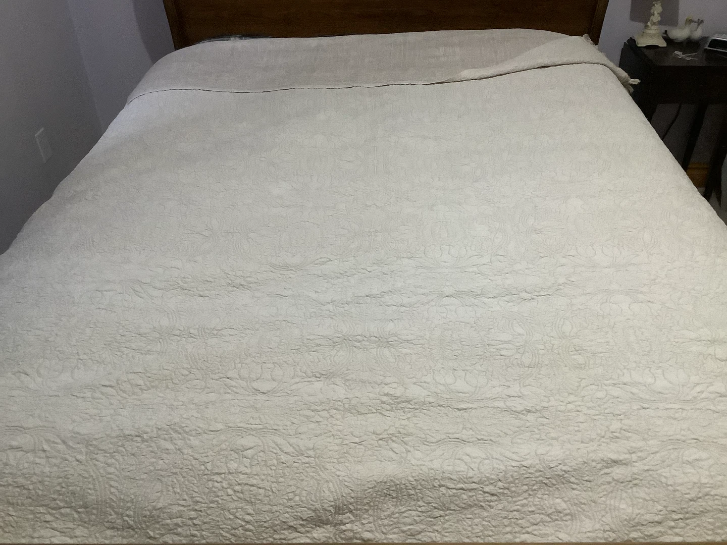 Lg Vt Lt Beige Floral Patterned Tex Quilted Fabric Coverlet 🐞 - photo 2