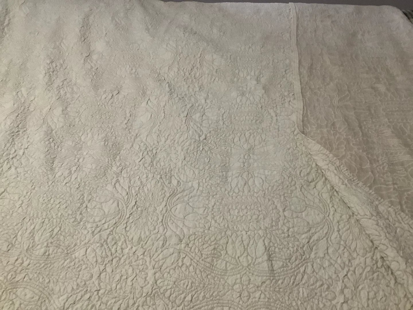 Lg Vt Lt Beige Floral Patterned Tex Quilted Fabric Coverlet 🐞 - photo 4