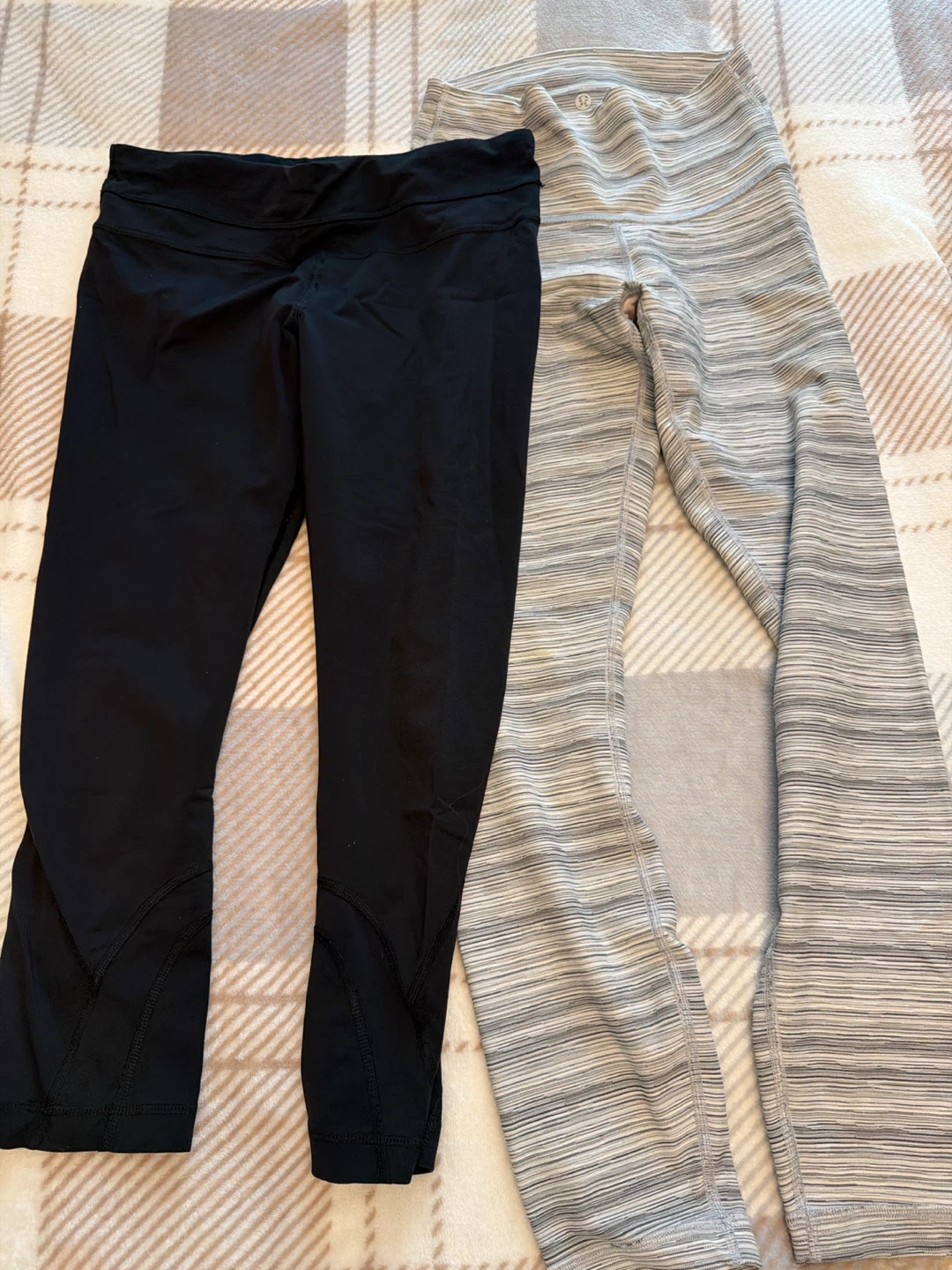 Lululemon Leggings - Black & Grey Stripe