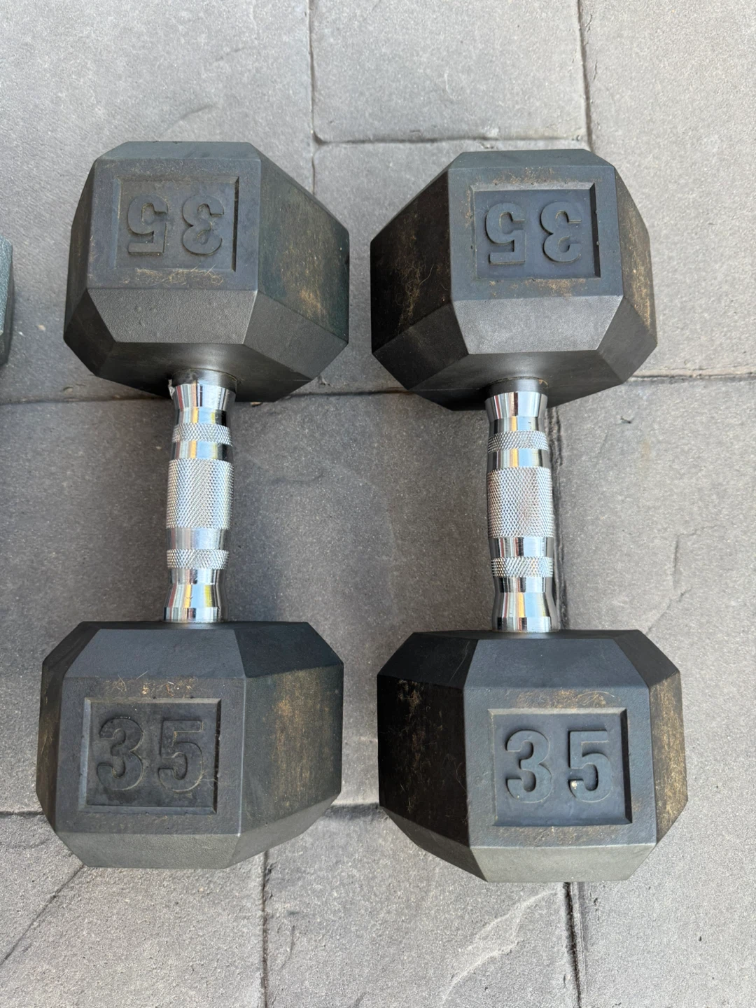 Hex Dumbells - Pair of 35 and 5 lbs + a 15 - photo 2