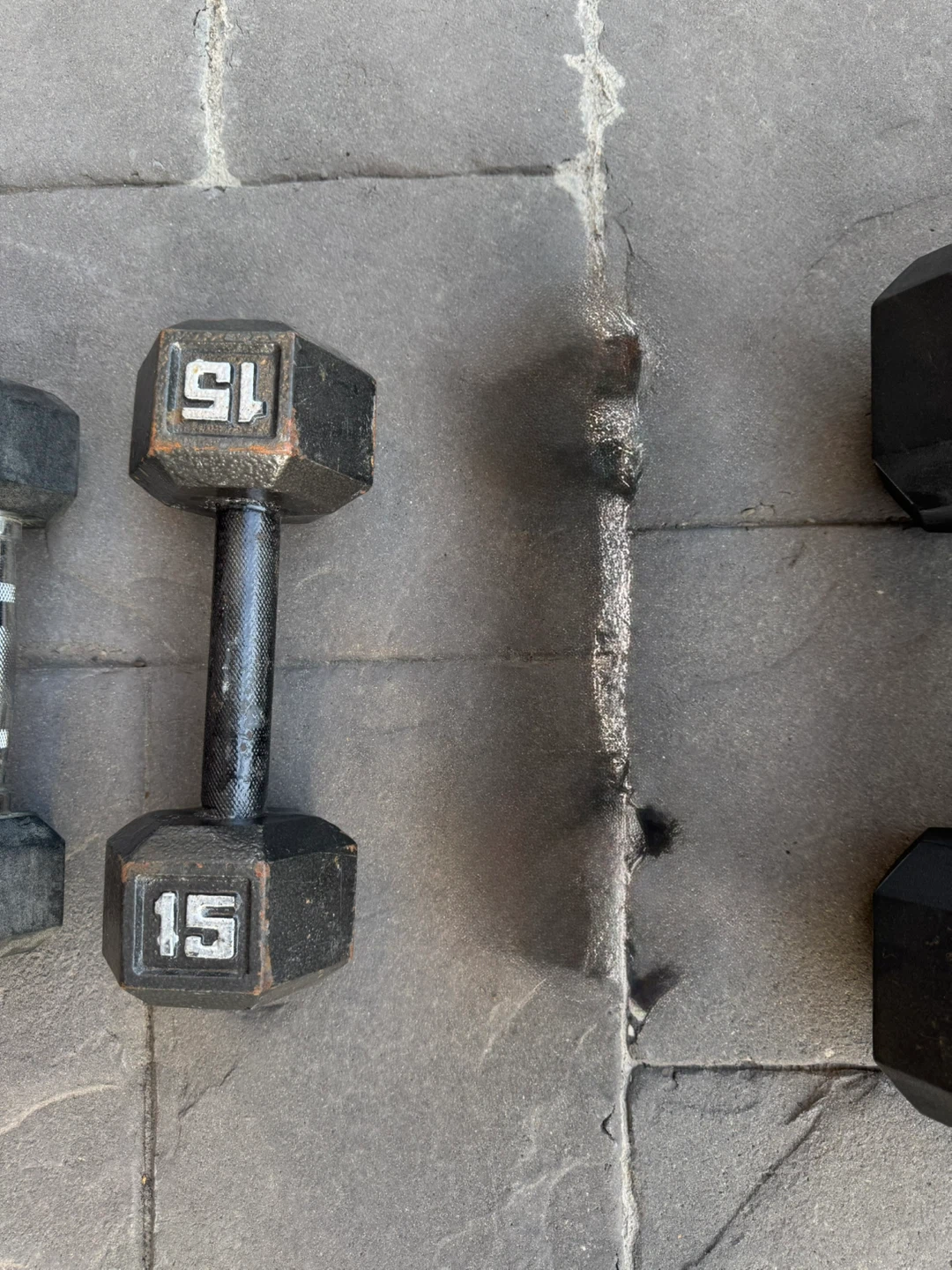 Hex Dumbells - Pair of 35 and 5 lbs + a 15 - photo 3