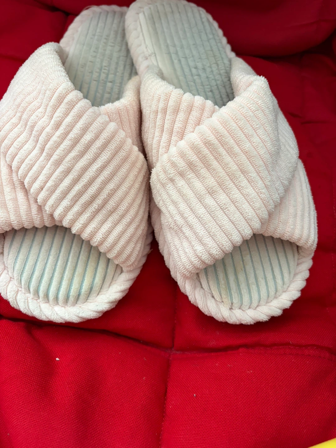 Light Pink Corduroy Slippers