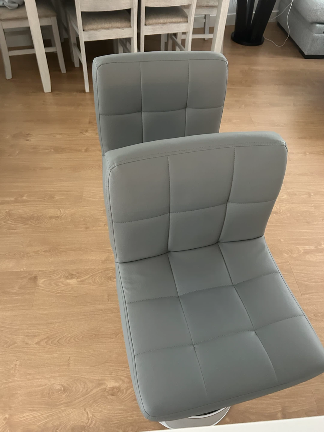 Set of 2 Grey Adjustable Bar Stools