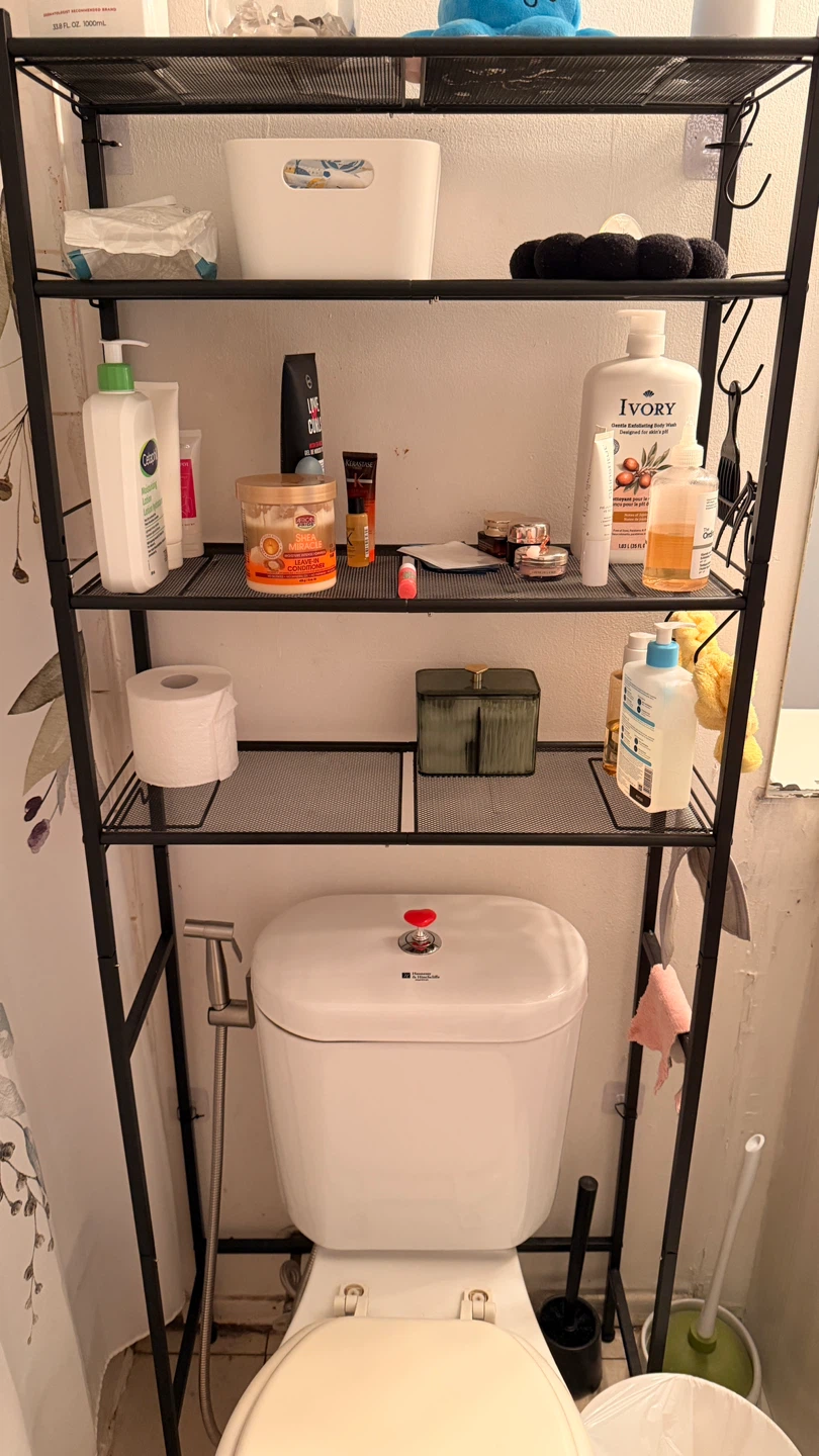 Black Over-the-Toilet Bathroom Storage Shelf