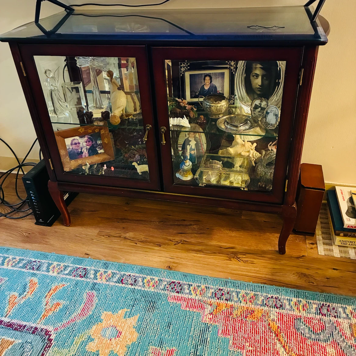 Wooden Curio Cabinet with Glass Doors