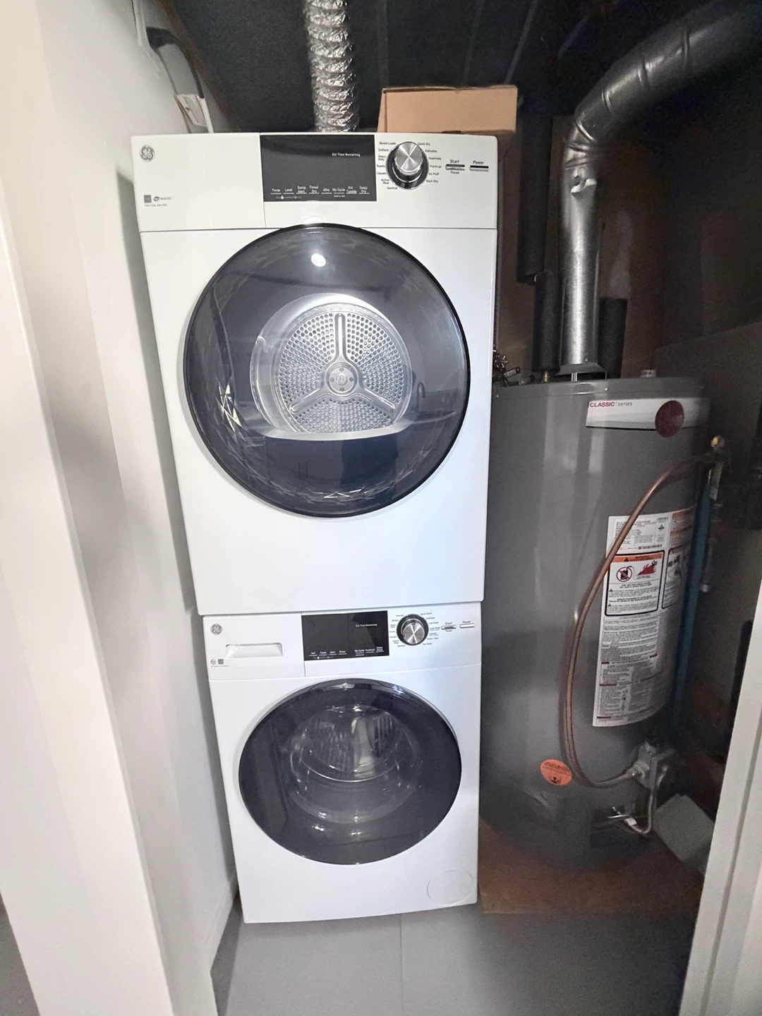 GE 24" Stacked Front Load Washer & Dryer Pair - White - photo 2