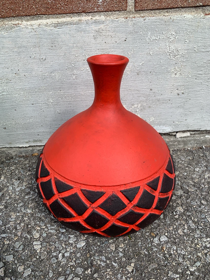 Red and Black Ceramic Vase