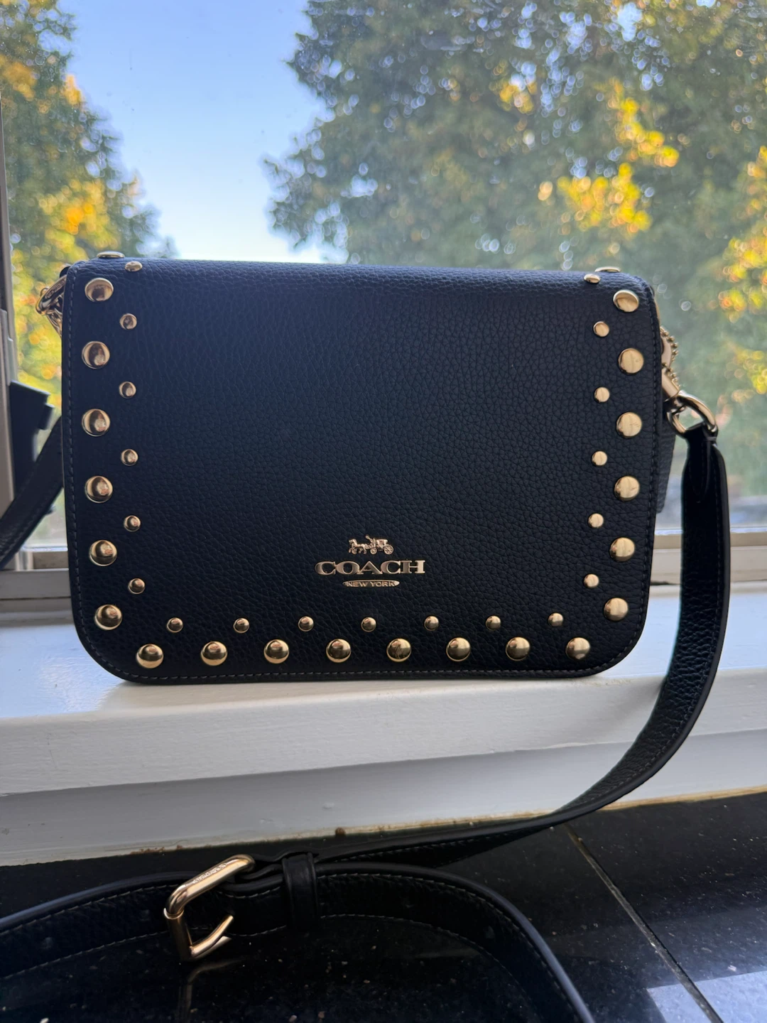 Coach Black Studded Leather Crossbody Bag