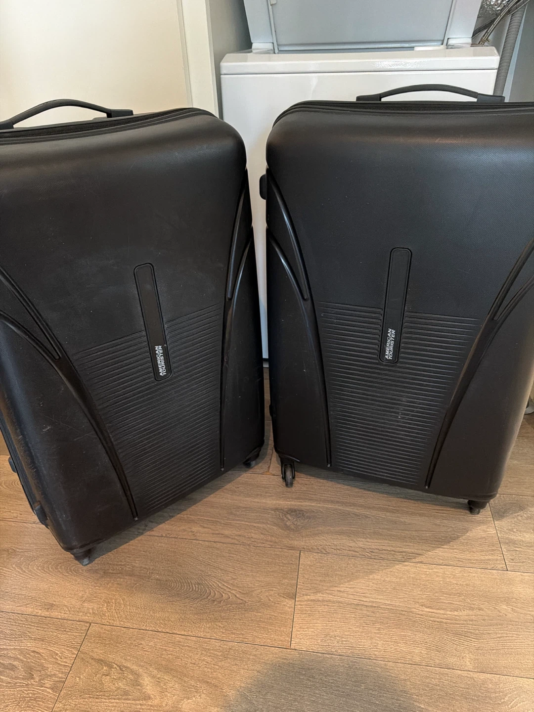 Set of Two American Tourister Black Suitcases