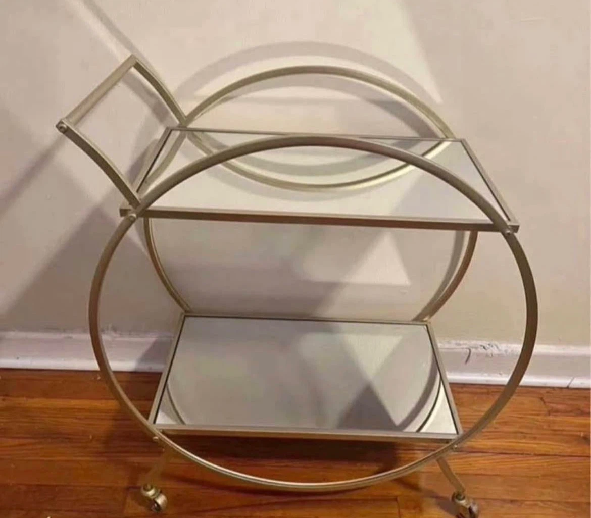 Mirrored Rolling Bar Cart $100