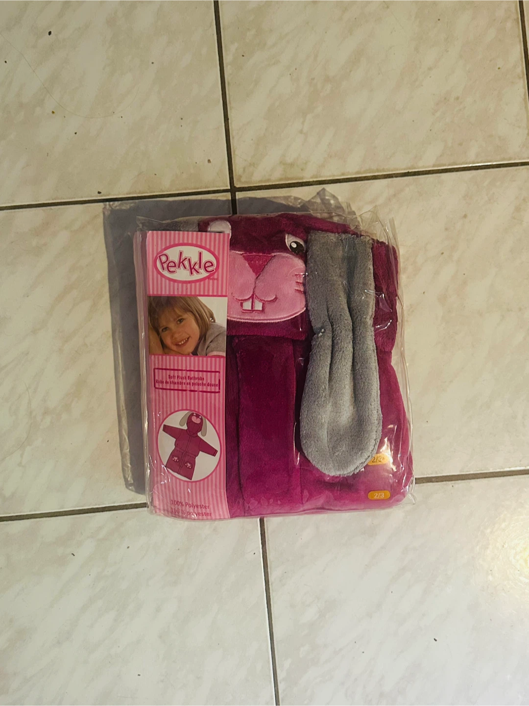 Pekkle Soft Plush Bunny Bathrobe 2/3 Years
