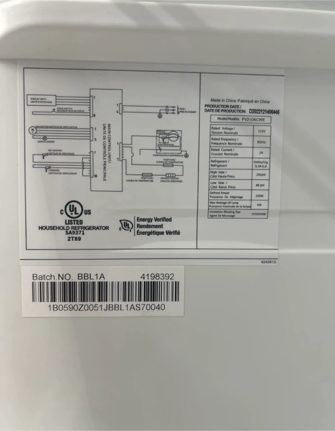 Hisense FV21D6CWE Upright Freezer - photo 4