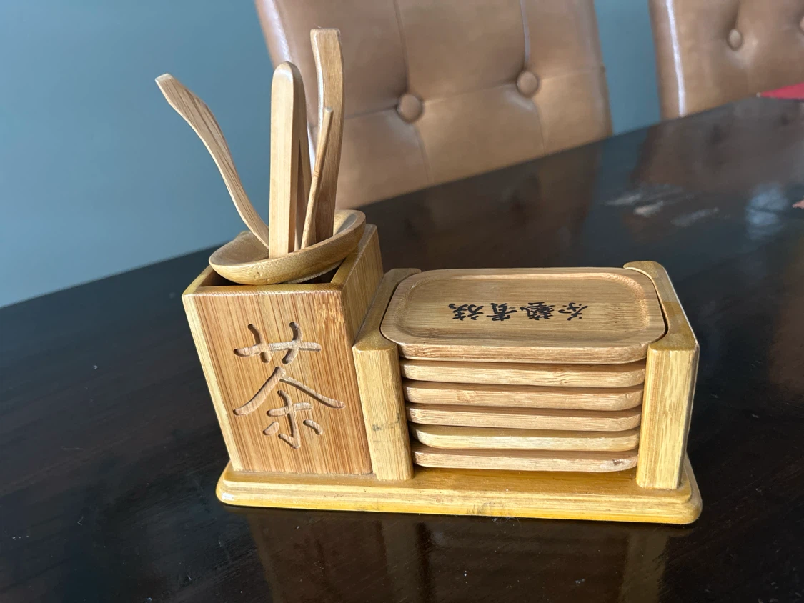 Bamboo Tea Set with Coasters and Utensils