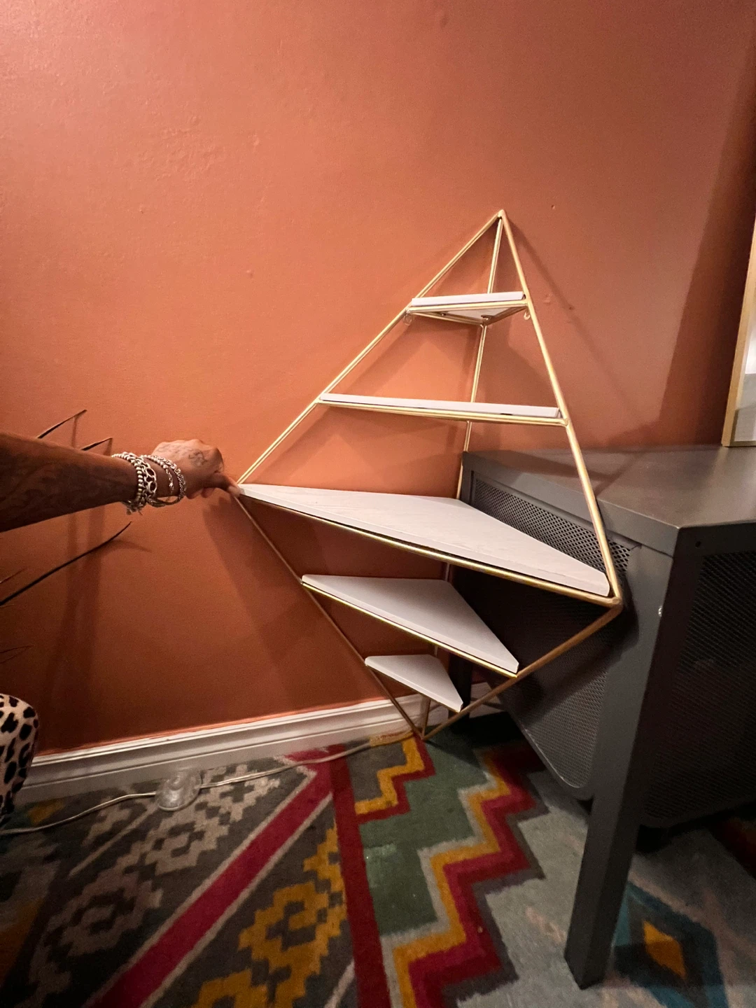 Gold and White Triangle Corner Shelf - photo 3