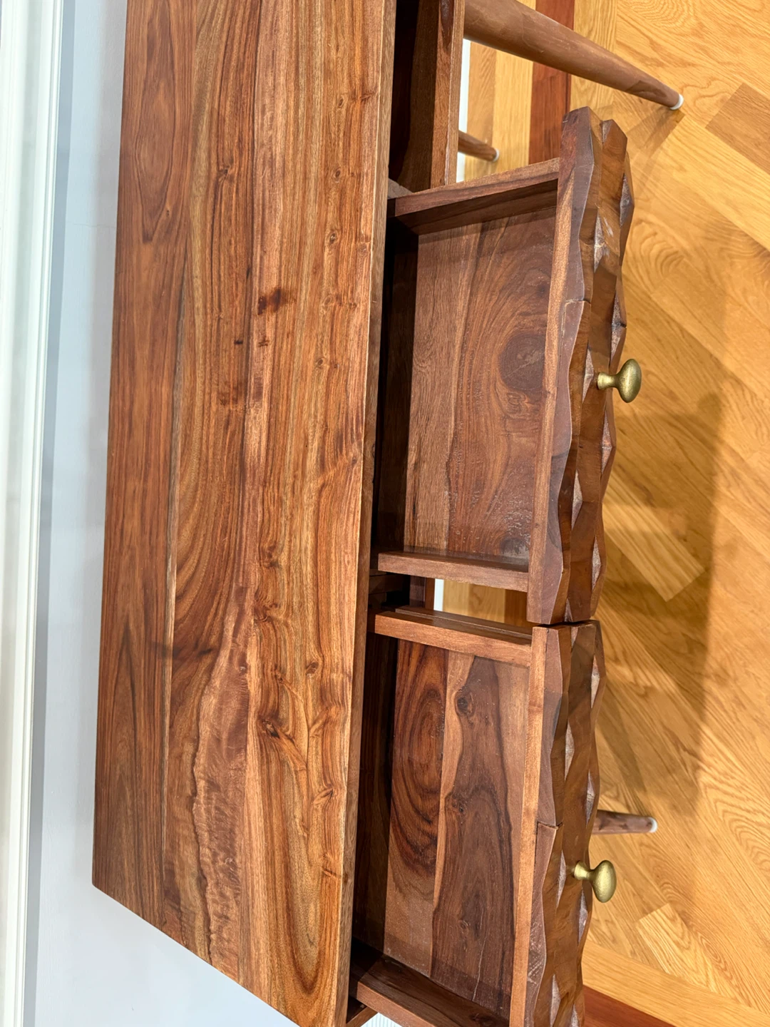 Mid-Century Modern Wood Writing Desk with 2 Drawers - photo 4